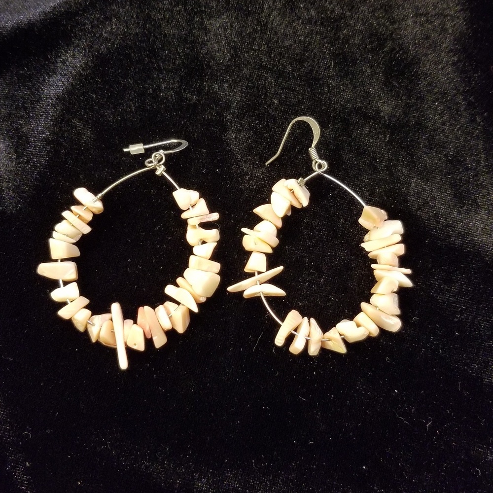 BIG SALE!!! Shell hoop earrings.